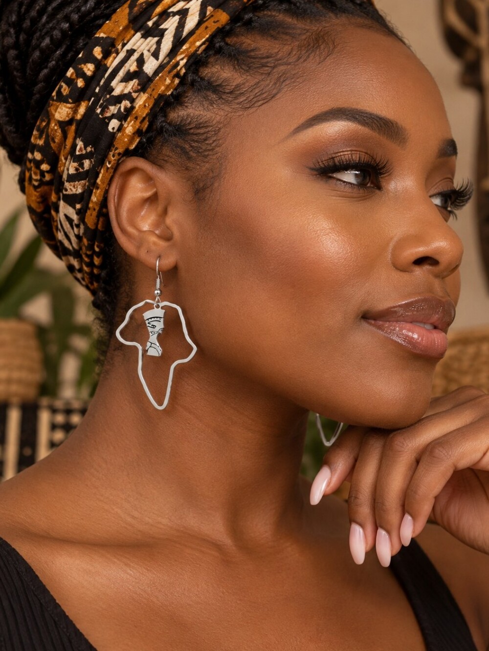 Black Queen Africa Silver Statement Earrings